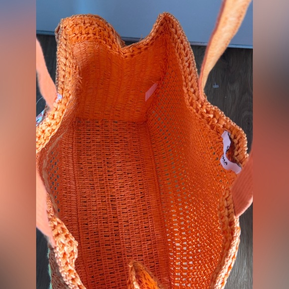 Soma Orange Crochet beach bag Tote with Yellow Sunshine - Picture 9 of 10